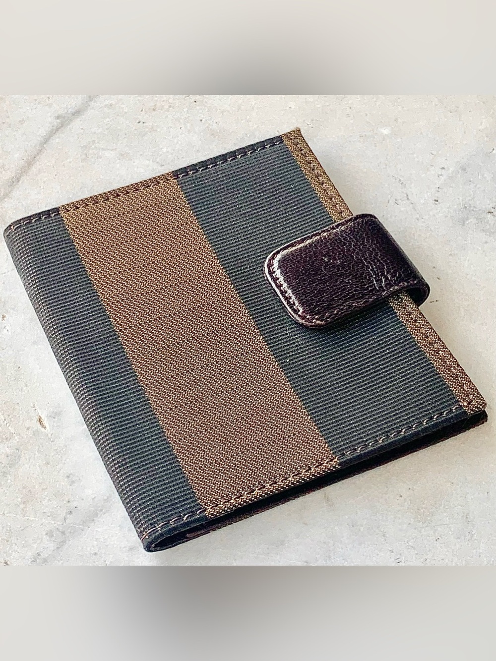 FENDI PEQUIN STRIPE BIFOLD CARD COMPACT WALLET VINTAGE